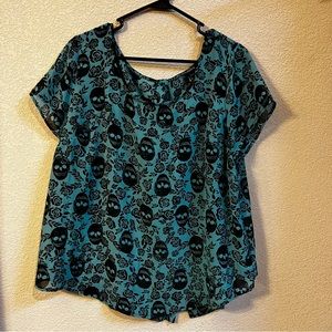 Torrid Skull print sheer blouse